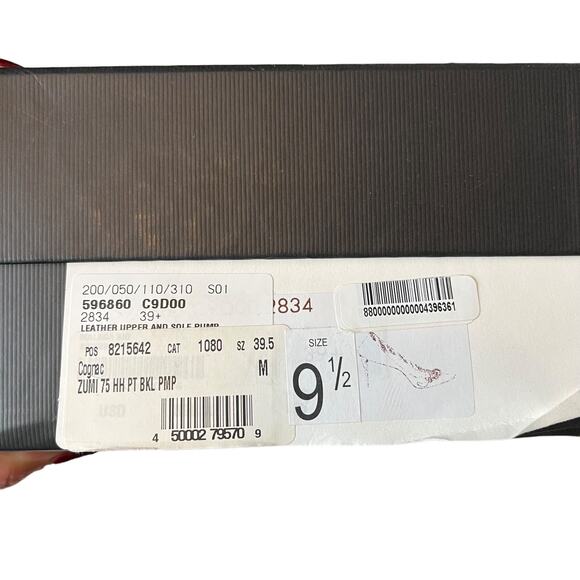 GUCCI Zumi 75 Pumps Brown Leather High Heel Slip On G Logo Buckle Size 9.5 - Picture 9 of 9